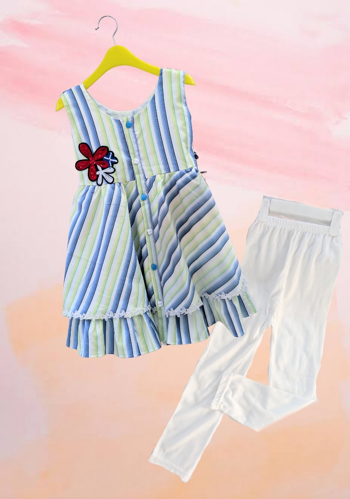 Button Placket Layered Baby Frock